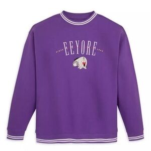 Disney Parks Winnie the Pooh Eeyore Purple Embroidered Pullover Sweatshirt NWT